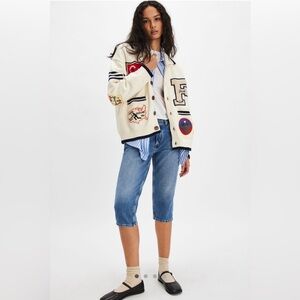 Free People x Found York Varsity Patch Collared Cardigan